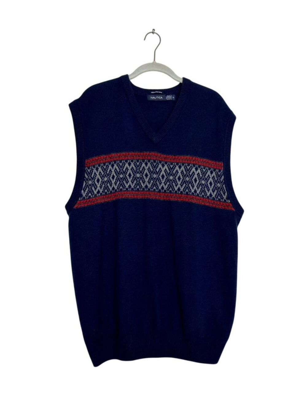 Vintage Nautica Highland Yarn Fair Isle  Pullover Sweater Vest in Blue - Sz XL